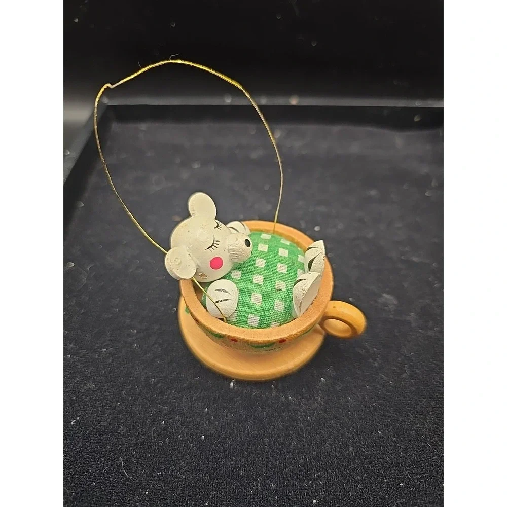 Vintage Teacup Wood-Pet‎ Ornament Dakin White Bear